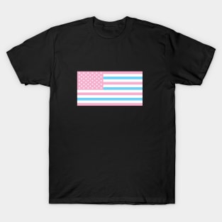 TRANSGENDER USA FLAG - PALE BLUE, WHITE AND PINK TRANSGENDER FLAG, INVERTED COLOURS T-Shirt